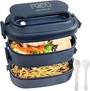 QIXIAOTOUQI 1550ML Bento Lunch Box,2 Layer Lunch Box,Large Bento Lunch Box for Adults Kids,Stackable Japanese Lunchbox,Leak Proof Meal Prep Container Box with Cutlery Set,Microwave Dishwasher Safe
