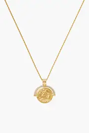LUCY WILLIAMS ENGRAVABLE FORTUNA ARC COIN PENDANT NECKLACE