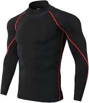 [Abigprofit] Thermal Underwear for Men High Collar Thermo Shirt Quick Dry Compressed Underwear Red Sew XL