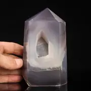 690g126mm Druzy Agate Geode Tower Point Natural Crystal Polished Quartz Healing