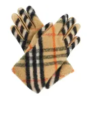 Burberry Wool And Leather Check Gloves