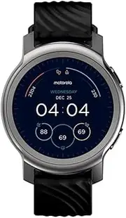 Motorola Moto Watch 100-42mm Smartwatch with GPS for Men & Women, Up to 14 Day Battery, 24/7 Heart Rate, SpO2, 5ATM Water Resistant, Always-on Display, iOS Android Compatible - Glacier Silver