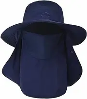 [Sanpeng] Fishing Hat, Sun Protection Hat, Waterproof Wide Birm Bucket Hat, UV Protection Boonie Hat with Face Cover & Neck Flap
