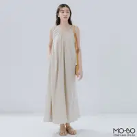 在飛比找momo購物網優惠-【MO-BO】夏日棉麻鬆緊背心洋裝