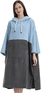 zolyet Quick Dry Bath to Pool Changing Robe Quick-Dry Poncho Surfing Diving Hooded Towel B Cloak Windproof and Warm Suitable for Men and Women Lakeblue