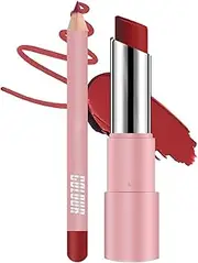 Genli Lifter Glaze Oil Balm, Genli Pink Drip Lip Gloss, 2 In 1 Long-Lasting Waterproof Matte Lipstick Set, 24-Hour Moisturizing Tinted Lip Balm Non Toxic for Women (04#)