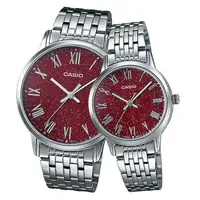在飛比找森森購物網優惠-【CASIO 卡西歐 對錶系列】不鏽鋼錶帶 羅馬數字 浪漫情