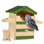 Screech Owl House, Wooden Owl Nesting Box with Bird Stand, Large Opening,