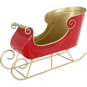 Red & Gold Metal Sleigh Decoration 33cm