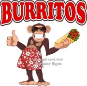 Burritos DECAL (Choose Your Size) Monkey Mexican food Truck Concession Sticker