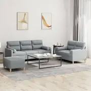 vidaXL 3 Piece Sofa Set with Pillows Light Grey Fabric