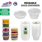 50ml 100ml Reusable Plastic Dipping Sauce Small Container Cups Lids Takeaway AU