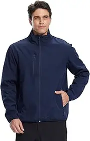 [fit space] Spring Jackets for Men Softshell Jacket Zip-Front Fleece-Lined Coat Lightweight Windproof
