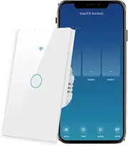 [UanTii] Smart Switch Tuya WiFi Switch Alexa Switch Timing Schedule Wireless Switch Works with Smart Life App, Compatible with Alexa Works with Google Home (white-1gang)