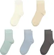 [SERISIMPLE] Kids Bamboo School Socks Super Soft flate Seam Solid Color Socks Anti Odor Thin Breathable Stretch Cuffs Girls Boy 5 Pairs