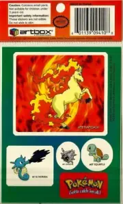 POKEMON STICKER, RAPIDASH, PIKACHU & OTHERS, VINTAGE ARTBOX NINTENDO, 1999