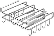 Mug Holder Under Cabinet, Mug Hooks, Coffee Cups Holder Hanger no Drilling, Kitchen Utensil Hooks, Storage Hooks ​for Cups Kitchen Utensils Ties Belts Keys Storage Scarf,Silver