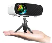 Mini Projector for iPhone, 2024 Upgraded 1080P HD Projector, 8000L WhiteBlack