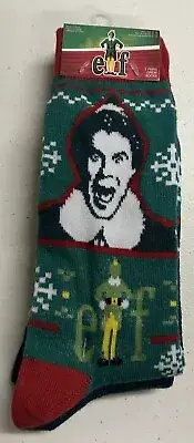 NWT ELF THE MOVIE BUDDY MEN'S SHOE SIZE 6-12 CHRISTMAS CREW SOCKS 2 PAIR