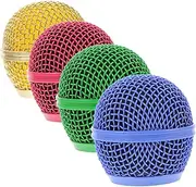 Yardwe 4pcs Microphone Grill Cover Durable Mic Head Mesh Grill Replacement for Wired Wireless Microphones Accessories
