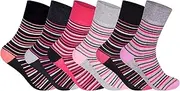 [ShopMCR] 6 Pairs Women’s Diabetic Socks – Non-Elastic Cotton Soft Top Socks for Swollen Feet, Edema, Pregnancy, Sensitive Feet – UK Size 4-8