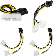 ThtRht 4 Pack 8-Pin PciE to Molex Dual 4-Pin Graphic Video Card Power Cord Y Splitter 2X Power Supply Cable PCI-E Express ATX PSU Adapter Converter Connector Wire for Computer PC Desktop DIY