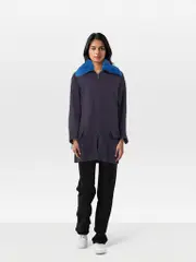 Navy Wool Detachable Collar Coat