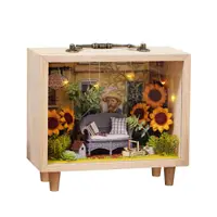 在飛比找PChome24h購物優惠-DIY手工房子-小木盒系列-花間集三部曲-向日葵花園