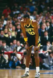 The Navys David Robinson Rests For A Moment 1980 Basketball Photo