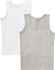 [United Colors of Benetton] Boys' Set of 2 Canotte 3OP80H014 Top, Grigio Melange e Bianco 501, XXS, Grigio Melange E Bianco 501, XX-Small