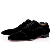 Christian Louboutin Mens Greggo Orlato Flat Black Velvet Oxford Dress Loafer 41