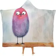 Cartoon Bird Gifts Wearable Cloak Hooded Blanket Soft Arctic Velvet Cute Warm Fluffy Christmas Birthday for Women Kids Flannel Hooded Xmas Snuggle Blanket,40"x50"
