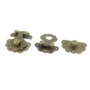 2 Pcs Bronze Tone Metal Retro Style Jewelry Case Box Lock Staple Latch Hasp Set