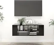 Floating TV Shelf, Wall Mounted TV Stand Entertainment Center TV Unit Media Stand Wall-Mounted TV Cabinet Black 102x35x35 cm Engineered Wood