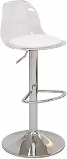Modern Acrylic Bar Stools with Clear Back Adjustable Height Swivel and Footrest Stylish PU Leather Upholstered Counter Chairs for Home Bar or Kitchen Island (Clear)