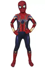 Avengers Endgame Iron Spider-Man Printed Jumpsuit Kids Cosplay Costume Halloween
