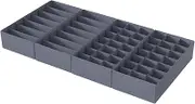ORLISA Drawer Organiser, Clothes for Hemnes Chest of Drawers, 108 x 96 cm, Foldable, Washable Storage Box for Baby Clothes, Socks, Bra, Underwear, Set of 4, Grey