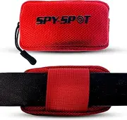 [Spy Spot] Waterproof Small Pouch with Zipper | GPS Tracker Bag for Dog Collar, Belt | Multi-purpose Holder from Thick Fabric with Loop Attachment (Red)