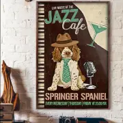 Springer Spaniel Dog Live Music At The Jazz Coffee Singer Poster