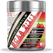 BCAA 2:1:1 Branched Chain Amino Acids - 6,000 MG - Promotes Lean Muscles - Supports Swifter Muscle Recovery - Enhances Endurance Levels (Strawberry Lime, 60 Servings)