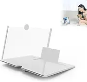 Cell Phone Screen Magnifier, Folding Screen Magnifier, 3D Ultra HD Mobile Magnifier, Video and Gaming Screen Projector, Compatible with All Smartphones (White, 14")