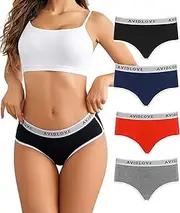 [Avidlove] Cotton Underwear for Women Hipster Panties Stretch Briefs Mid Rise Ladies Underpants Multipack