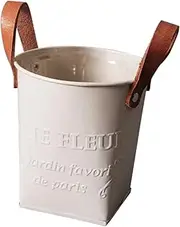 iplusmile 1Pc Retro Flower Bucket Garden Planting Bucket with Handle Decorative Flowerpot for Home Office and Shop Vintage Style Height