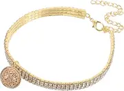 JUMPLAWN Bling Dog Collar with Adjustable Bell Sparkly Rhinestone Necklace for Dogs Cats Comfortable Elastic Design Fashionable Pet Accessory with Unique Bell for Easy