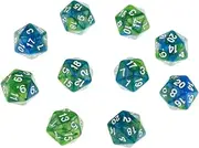 10pcs Polyhedral 20 Sided Dice D20 Dices Dice Board Game Props Tabletop Gaming Supplies - Double Colors (Color : Green Purple)