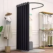 HIYOUGO Fitting Room with U Shaped Rod, Wall Hanging Portable Dressing Corner, Changing Room, 99% Shading Privacy Tent for Clothing Store, Office Studio