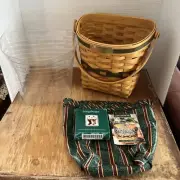 Longaberger1998 Glad Tidings Basket, Protector, Liner & Tie On