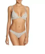 NWT Dolce Vita Cona Cream Micro Cheetah Swimsuit Bikini Top & Bottom Set