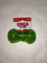 KONG Squeezz Dumbbell Squeaky Fetch Chew Toy for Dogs Size Small Green