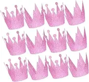 Garneck 12pcs Birthday Party Crown Hats Glittery Double-sided Birthday Hats for Boys and Girls Princess Prince Designs Celebration Props for Parties and Photo Booths